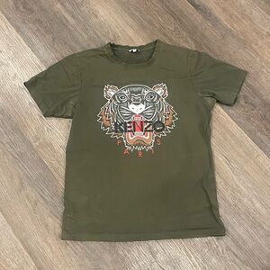Kenzo Olive Green Tiger Graphic Tee